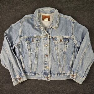 Vintage 90s Levi's Mens Blue Denim Trucker Jacket Type III Made in USA Size L